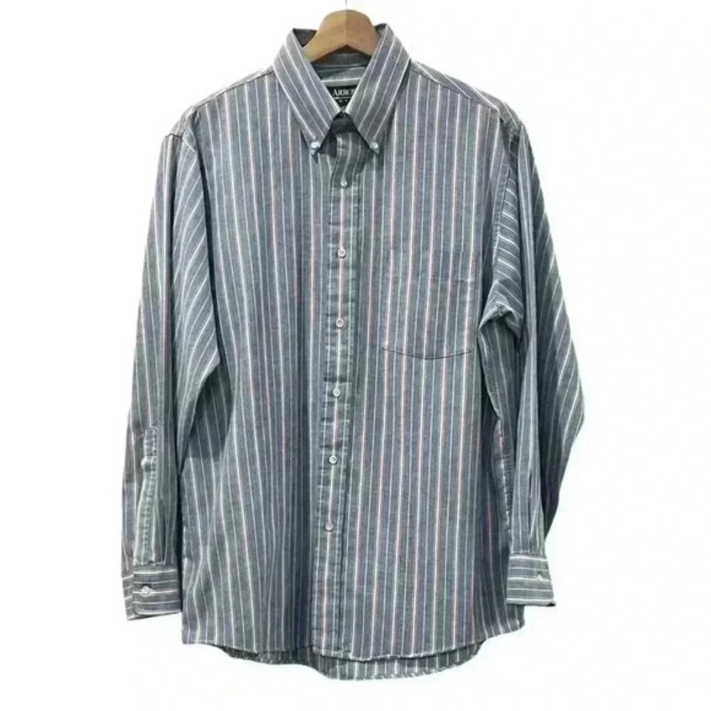 Arrow Dover Men Blue Button Up Shirt Size 32/33 Neck 16